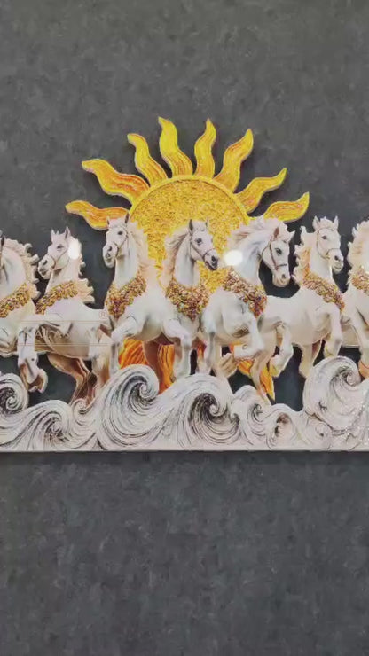 Luxury LED Seven Running Horses Wall Art