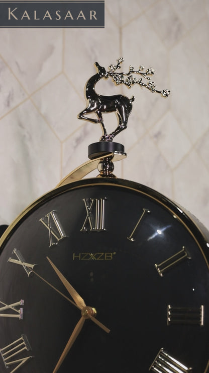 Black Deer Mount Double-Faced Wall Clock