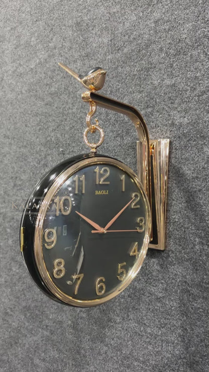 Royal Heritage Dual-Sided Station Clock – Real Working Mechanical Gears & Gold Finish