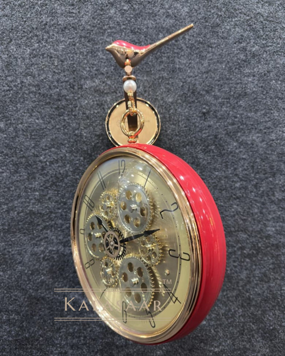 Kalasaar Decorative Red Double-Sided Clock
