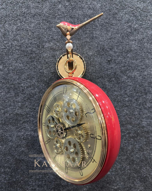 Kalasaar Decorative Red Double-Sided Clock