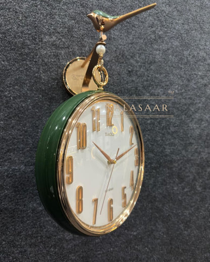 Kalasaar Decorative Double-Sided Wall Clock with Sparrow – Premium Home Décor